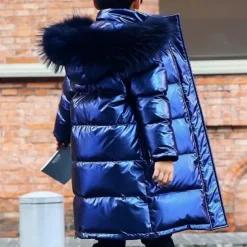 Kids Girls' Down Coat Kids Puffer Jacket Cool Outdoor Coat Outerwear 3-12 Years Fall Black Blue