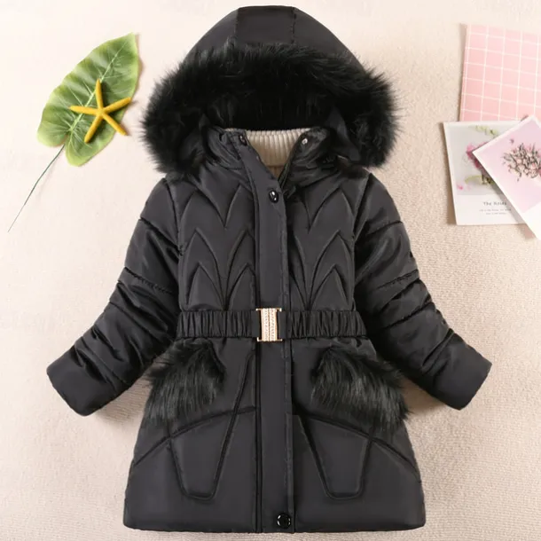 Kids Girls' Down Coat Kids Puffer Jacket Active Pocket School Coat Outerwear 4-12 Years Winter Deep red Black Navy Blue
