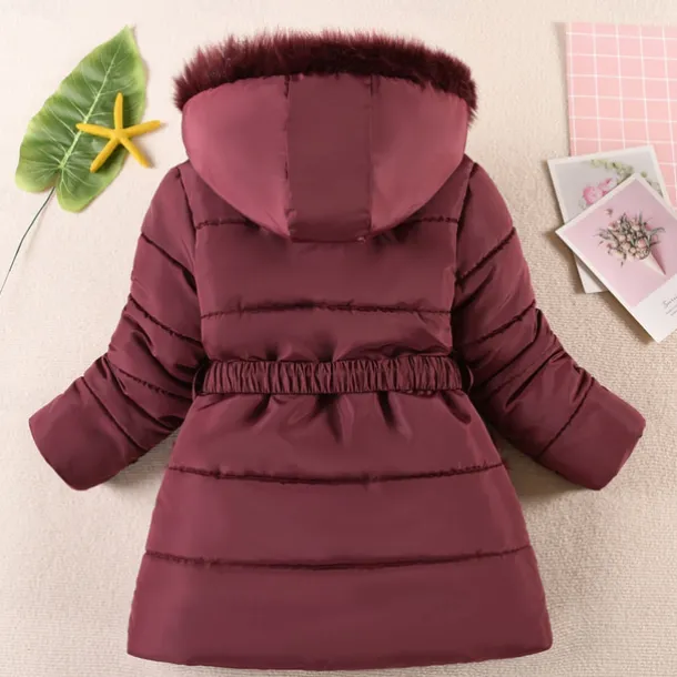 Kids Girls' Down Coat Kids Puffer Jacket Active Pocket School Coat Outerwear 4-12 Years Winter Deep red Black Navy Blue