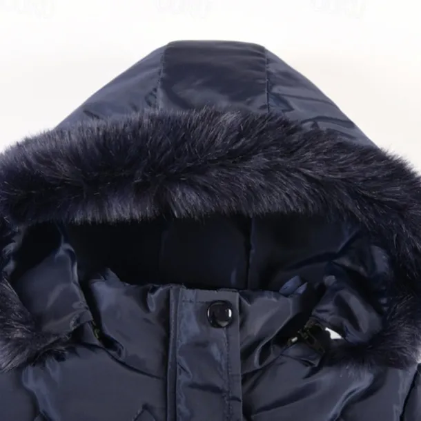 Kids Girls' Down Coat Kids Puffer Jacket Active Pocket School Coat Outerwear 4-12 Years Winter Deep red Black Navy Blue