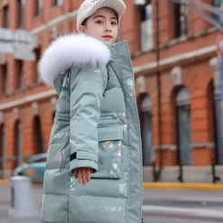 Kids Girls' Down Coat Letter Active Outdoor Cotton Coat Outerwear 4-13 Years Fall Black Yellow Pink