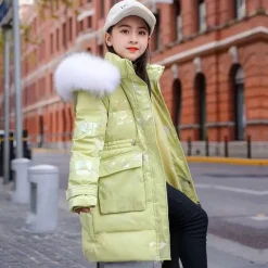 Kids Girls' Down Coat Letter Active Outdoor Cotton Coat Outerwear 4-13 Years Fall Black Yellow Pink