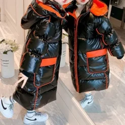 Kids Girls' Down Coat Solid Color Fashion Outdoor Cotton Coat Outerwear 4-13 Years Fall Champagne