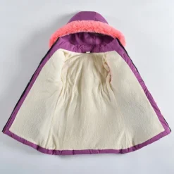 Kids Girls' Down Coat Solid Color Fashion Fur Trim School Coat Outerwear 4-12 Years Fall Black Pink Purple