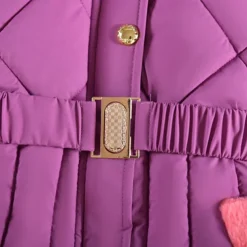 Kids Girls' Down Coat Solid Color Fashion Fur Trim School Coat Outerwear 4-12 Years Fall Black Pink Purple