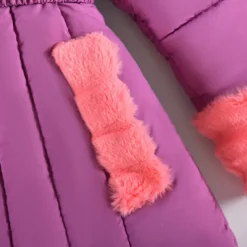 Kids Girls' Down Coat Solid Color Fashion Fur Trim School Coat Outerwear 4-12 Years Fall Black Pink Purple