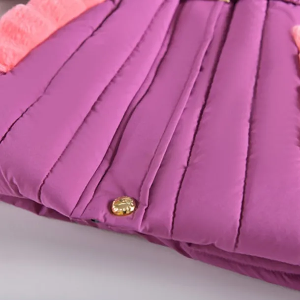 Kids Girls' Down Coat Solid Color Fashion Fur Trim School Coat Outerwear 4-12 Years Fall Black Pink Purple