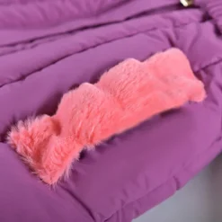 Kids Girls' Down Coat Solid Color Fashion Fur Trim School Coat Outerwear 4-12 Years Fall Black Pink Purple