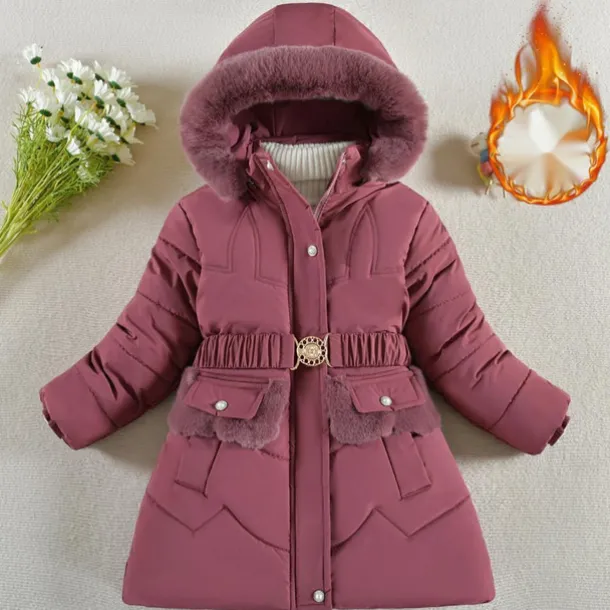 Kids Girls' Down Coat Solid Color Active Zipper School Coat Outerwear 3-10 Years Spring Button pearl black Button Pearl Rouge Color Button Pearl Burgundy