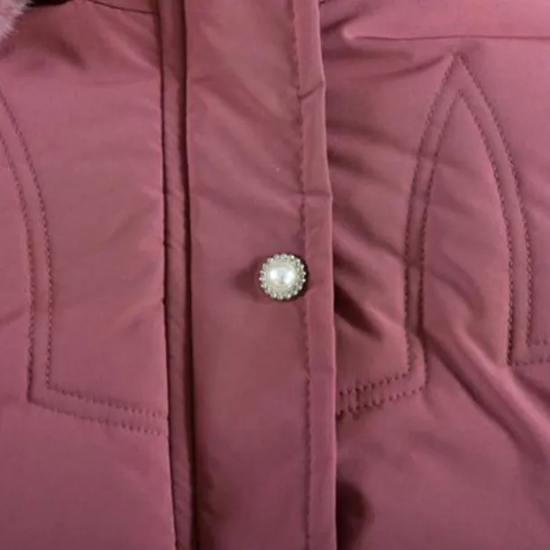 Kids Girls' Down Coat Solid Color Active Zipper School Coat Outerwear 3-10 Years Spring Button pearl black Button Pearl Rouge Color Button Pearl Burgundy