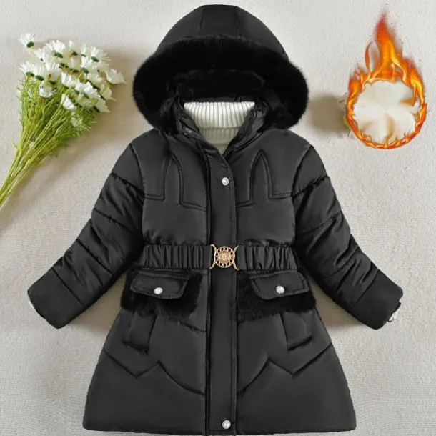 Kids Girls' Down Coat Solid Color Active Zipper School Coat Outerwear 3-10 Years Spring Button pearl black Button Pearl Rouge Color Button Pearl Burgundy