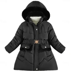 Kids Girls' Down Coat Solid Color Active Zipper School Coat Outerwear 3-10 Years Spring Button pearl black Button Pearl Rouge Color Button Pearl Burgundy