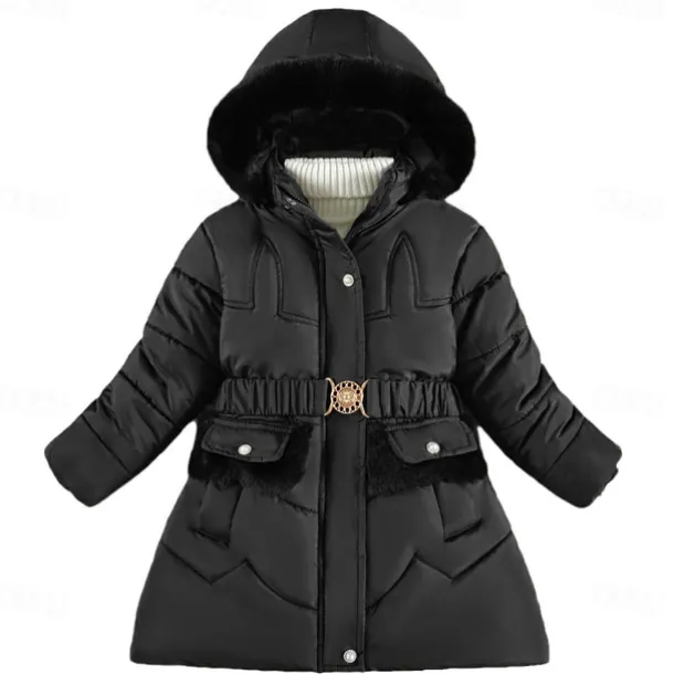 Kids Girls' Down Coat Solid Color Active Zipper School Coat Outerwear 3-10 Years Spring Button pearl black Button Pearl Rouge Color Button Pearl Burgundy