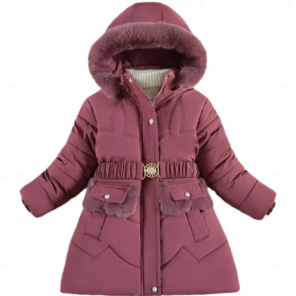 Kids Girls' Down Coat Solid Color Active Zipper School Coat Outerwear 3-10 Years Spring Button pearl black Button Pearl Rouge Color Button Pearl Burgundy