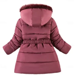 Kids Girls' Down Coat Solid Color Active Zipper School Coat Outerwear 3-10 Years Spring Button pearl black Button Pearl Rouge Color Button Pearl Burgundy