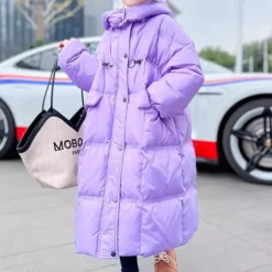 Kids Girls' Down Coat Solid Color Fashion Pocket School Coat Outerwear 4-12 Years Fall Black Purple