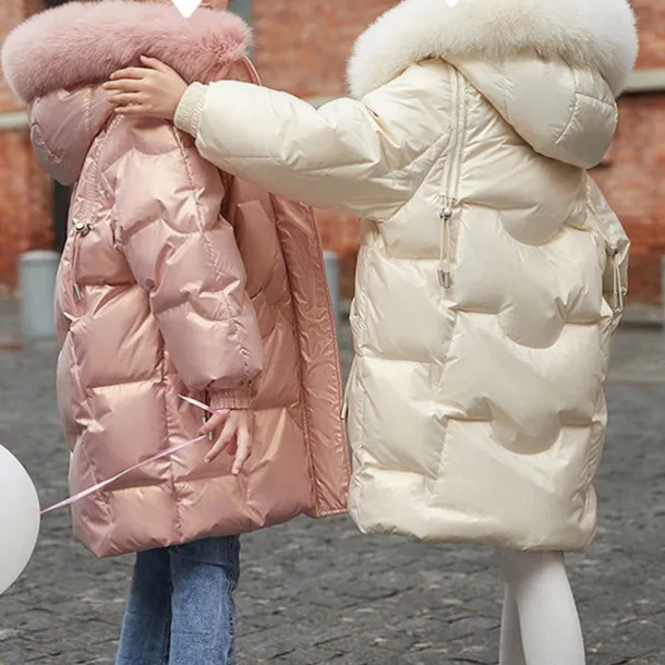 Kids Girls' Down Coat Solid Color Fashion Pocket School Coat Outerwear 4-12 Years Fall Champagne Pink Purple