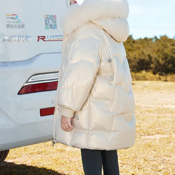 Kids Girls' Down Coat Solid Color Fashion Pocket School Coat Outerwear 4-12 Years Fall Champagne Pink Purple