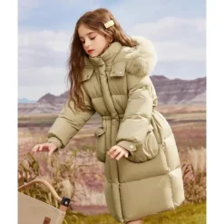 Kids Girls' Down Coat Solid Color Fashion Pocket School Coat Outerwear 4-12 Years Fall Black Army Green