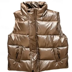 Kids Girls' Down Jacket Vest Coat Puffer Jacket Long Sleeve Black Silver Champagne Kids Puffer Jacket Solid Color Fall Winter Fashion School 7-13 Years