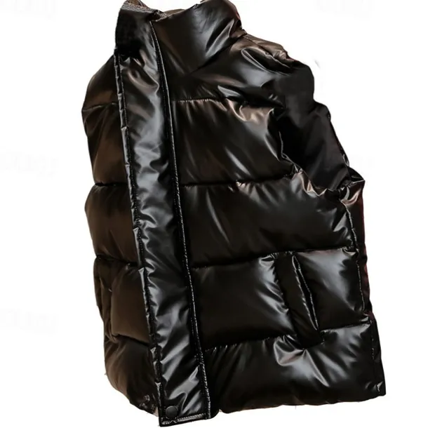 Kids Girls' Down Jacket Vest Coat Puffer Jacket Long Sleeve Black Silver Champagne Kids Puffer Jacket Solid Color Fall Winter Fashion School 7-13 Years