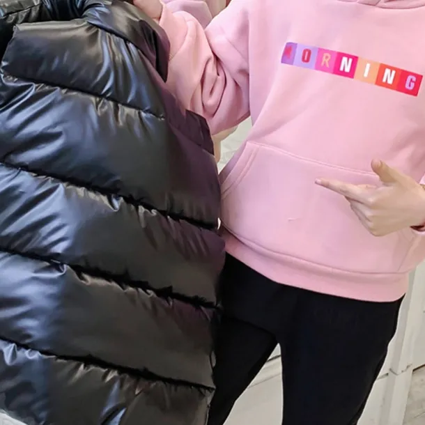 Kids Girls' Down Jacket Vest Coat Puffer Jacket Long Sleeve Black Silver Champagne Kids Puffer Jacket Solid Color Fall Winter Fashion School 7-13 Years