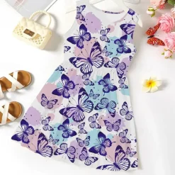 Kids Girls' Dress Flower Sleeveless Performance Cute Sweet Cotton Above Knee A Line Dress Floral Dress Summer Dress Summer Spring 3-12 Years Multicolor White Yellow