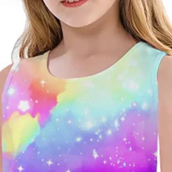 Kids Girls' Dress Graphic Unicorn Gradient Sleeveless Outdoor Casual Fashion Cute Daily Polyester Above Knee Casual Dress A Line Dress Tank Dress Summer Spring 3-12 Years Multicolor Black White