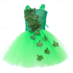 Kids Girls' Dress Party Dress Leaf Witch costume kids halloween custome Sleeveless Performance Special Occasion Mesh Elegant Fashion Beautiful Polyester Knee-length Party Dress Swing Dress Tulle Dress