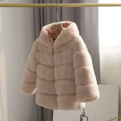 Kids Girls' Faux Fur Coat Solid Color Cute School Coat Outerwear 4 years+ Fall White Champagne Pink