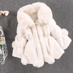 Kids Girls' Faux Fur Coat Solid Color Cute School Coat Outerwear 4 years+ Fall Black White Pink