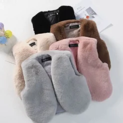 Kids Girls' Faux Fur Coat Solid Color Cute Patchwork School Coat Outerwear 4 years+ Fall Black Pink Red