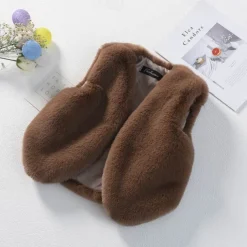 Kids Girls' Faux Fur Coat Solid Color Cute Patchwork School Coat Outerwear 4 years+ Fall Black Pink Red