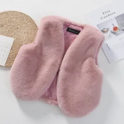 Kids Girls' Faux Fur Coat Solid Color Cute Patchwork School Coat Outerwear 4 years+ Fall Black Pink Red