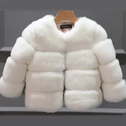 Kids Girls' Faux Fur Coat Solid Color Cute School Coat Outerwear 4 years+ Fall White Pink Red