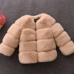 Kids Girls' Faux Fur Coat Solid Color Cute School Coat Outerwear 4 years+ Fall White Pink Red