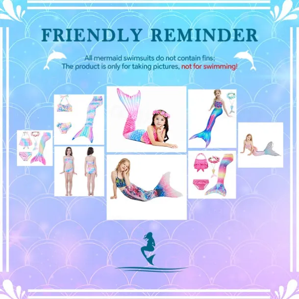 Kids Girls' Five Piece Mermaid Swimwear Swimwear Bikini Swimming Rainbow Cute Sexy Print Bathing Suits 3-10 Years Summer Light Blue Rose Gold