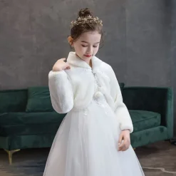 Kids Girls' Fleece Jacket Solid Color Fashion Performance Coat Outerwear 3-8 Years Fall White