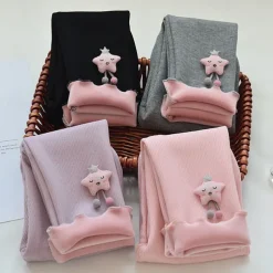 Kids Girls' Fleece Lined Leggings Cartoon Active Ruched School Cotton 3-7 Years Fall Black Pink Purple