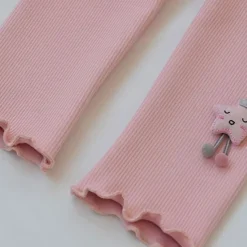Kids Girls' Fleece Lined Leggings Cartoon Active Ruched School Cotton 3-7 Years Fall Black Pink Purple