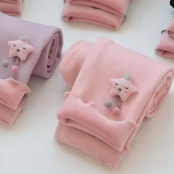 Kids Girls' Fleece Lined Leggings Cartoon Active Ruched School Cotton 3-7 Years Fall Black Pink Purple