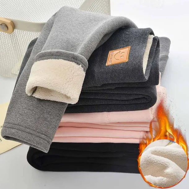 Kids Girls' Fleece Lined Leggings Black Pink Light Gray Solid Color Winter Fall Active Outdoor 7-13 Years