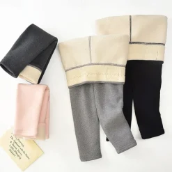 Kids Girls' Fleece Lined Leggings Black Pink Light Gray Solid Color Winter Fall Active Outdoor 7-13 Years