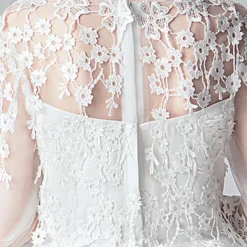 Kids Girls' Flower Girl Dress Dress Party Dress Solid Color 3/4 Length Sleeve Performance Wedding Party Lace Mesh Fashion Adorable Princess Polyester Maxi Lace Dress Party Dress Swing Dress Summer