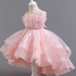 Kids Girls' Flower Girl Dress Party Dress Sequin Sleeveless Wedding Party Special Occasion Sequins Mesh Adorable Sweet Cotton Polyester Asymmetrical Party Dress Summer Spring Fall 4-13 Years White