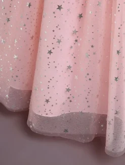 Kids Girls' Flower Girl Dress Dress Sequin Sleeveless Performance Wedding Party Mesh Bow Elegant Princess Polyester Maxi A Line Dress Tulle Dress Summer Spring 4-13 Years Multicolor Pink Wine