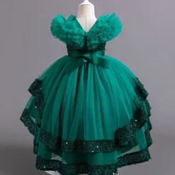 Kids Girls' Flower Girl Dress Party Dress Sequin Sleeveless Wedding Party Special Occasion Sequins Ruched Zipper Adorable Sweet Cotton Polyester Asymmetrical Party Dress Summer Spring Fall 4-13 Years