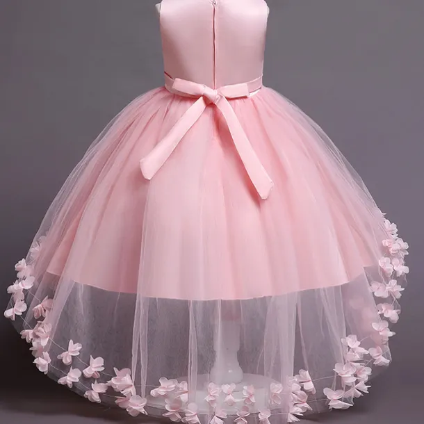 Kids Girls' Flower Girl Dress Dress Solid Colored Sleeveless Performance Wedding Party Mesh Bow Princess Sweet Cotton Tulle Asymmetrical A Line Dress Summer Spring 3-12 Years White Pink Wine