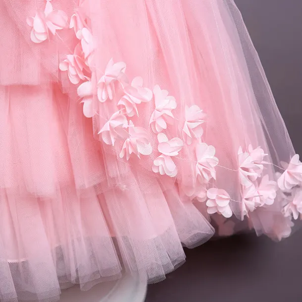 Kids Girls' Flower Girl Dress Dress Solid Colored Sleeveless Performance Wedding Party Mesh Bow Princess Sweet Cotton Tulle Asymmetrical A Line Dress Summer Spring 3-12 Years White Pink Wine