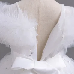 Kids Girls' Flower Girl Dress Party Dress Solid Color Floral Star Sleeveless Wedding Party Special Occasion Sequins Ruched Mesh Adorable Sweet Cotton Polyester Asymmetrical Party Dress Summer Spring